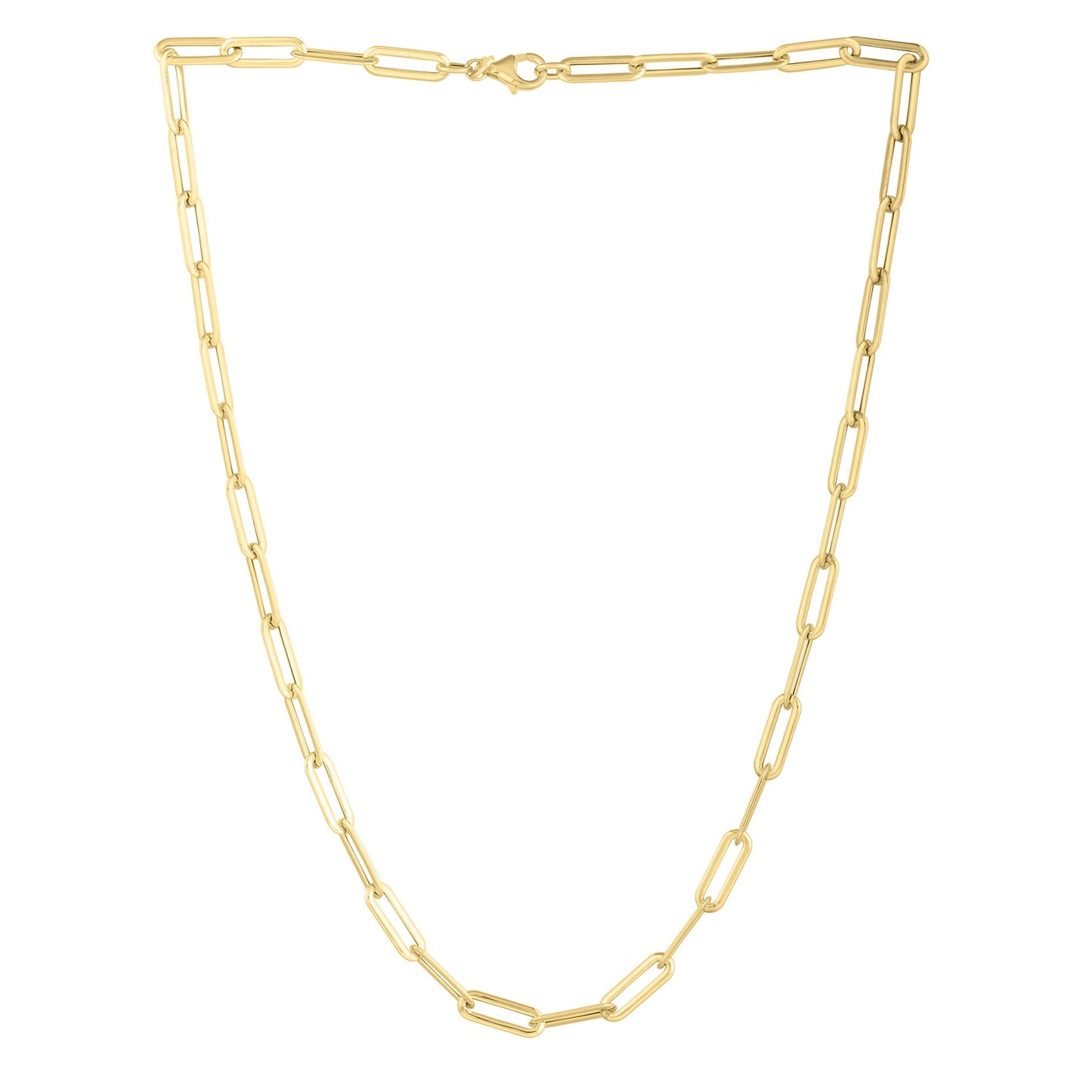 Long Domed Paperclip Necklace in 14K Yellow Gold