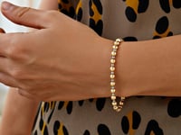 Two Tone Beaded Chain Bracelet in 14K Gold (4.00 mm)