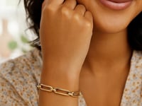 14k Yellow Gold 7 1/2 inch Bombay Paperclip Chain Bracelet (7.00 mm)