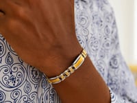 14k Two-Tone Gold Mens Bracelet with Fancy Rounded Bars (9.65 mm)