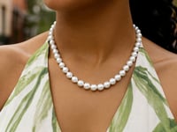 Pearl Necklace with Ball Clasp in 14K Yellow Gold