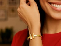 14k Yellow Gold High Polish Bar Cuff Bangle (6.00 mm)